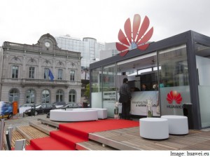 Huawei press conference at place du Luxembourg