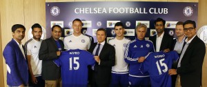 Jose Mourinho and John Terry post the signing ceremony with Wipro execs